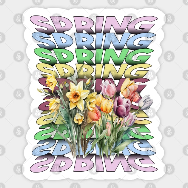 Spring Is Here Colorful Floral mirrored design Sticker by Luxinda